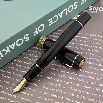 Jinhao 100 המאה שחור שרף עט נובע אירידיום EF/F/M/בנט החוד עם ממיר עט דיו למשרד לעסק ספר מתנה עט