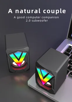 K2039 מחשב מיני סטריאו RGB זוהר צבע אור רמקול שולחני נייד שולחן העבודה במשרד הביתי מיני קווי USB מולטימדיה אודיו