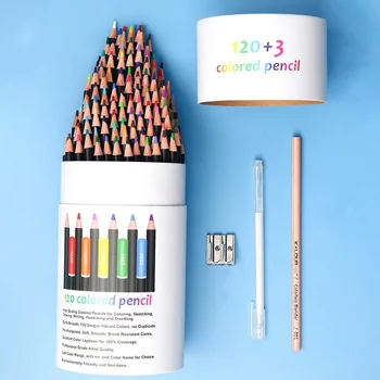 KALOUR עפרונות צבעוניים 123pcs להגדיר סקיצה 120 צבעי עיפרון להגדיר גרפיטי צבע השמן להוביל קופסת מתנה אמנות צביעת הציור canetas