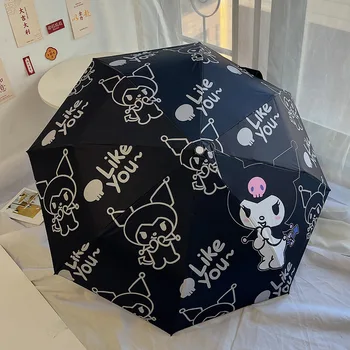 Kawaii Sanrio Kuromi Pachacco קיפול מטריות ויניל אוטומטי מטריה בקיץ חמוד הגנה מפני השמש אטים לגשם עבור נסיעות חיצונית