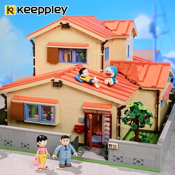Keeppley דורימון Nobi Nobita הבית של בניין החדרת דגם אופנתי צעצועים שולחן קישוטים מתנות יום הולדת