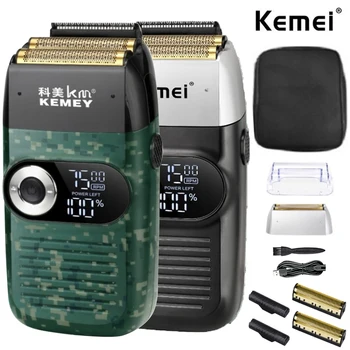 Kemei גילוח חשמלית נטענת לזקן גוזם מכונת גילוח עבור גברים תאום רשת רחיץ הדדיות גילוח Li-על 5W ק 