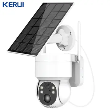 KERUI 4MP טלוויזיה במעגל סגור מעקב וידאו חיצוני שמש מצלמה אטימות IP68 אלחוטית WiFi 8W מצלמת IP פאנל סולארי המצלמה PTZ