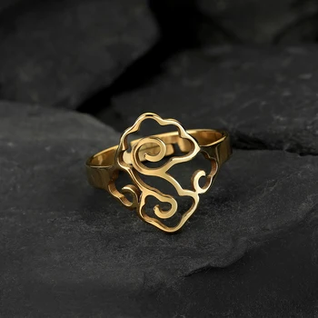 Kinitial אפריל נירוסטה מתנה ענן טבעת, טבעת כסף, נשים, טבעת מתכווננת להקת טבעת חדשה כן מתנה