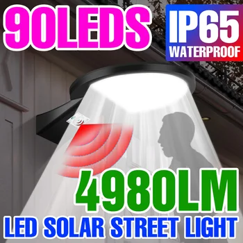 LED אורות השמש תנועת PIR חיישן מנורת רחוב IP65 עמיד למים שמש מופעל סולארית זרקורים חיצונית תאורת גן
