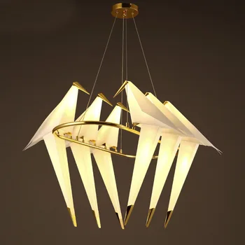 LED מודרני בסגנון ארט דקו ציפור אהבה הוביל ברזל Acryl השעיה Luminaire אורות תליון.תליון מנורה.תליון אור על הכניסה