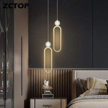 LED מודרנית נחושת תליון מנורה זהב שחור מתכוונן המיטה נברשת חי בחדר האוכל ללמוד לקרוא אורות בר עיצוב אורות
