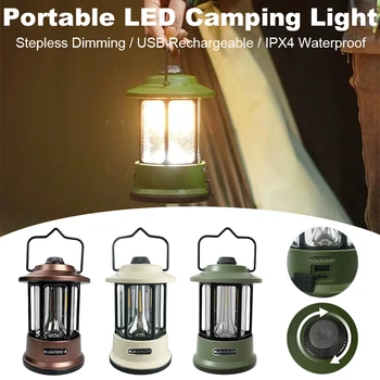 LED נייד פנסים USB אור קמפינג Rechargable LED מנורת אוהל עמיד למים חיצוני LED גן אור Stepless עמעום תאורה
