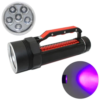 LED פנס צלילה אור UV 6 * UV LED 1800 לומן עמיד למים מתחת למים, צלילה לפיד בשביל למצוא עקרב או אמבר