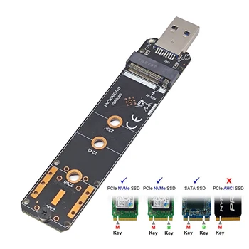 M. 2 ל-USB 3.1 SSD מתאם מ. 2 NVME PCIe SATA כפול פרוטוקול SSD לוח 2230 2242 2260 2280 NVME SATA M. 2 SSD כרטיס מתאם