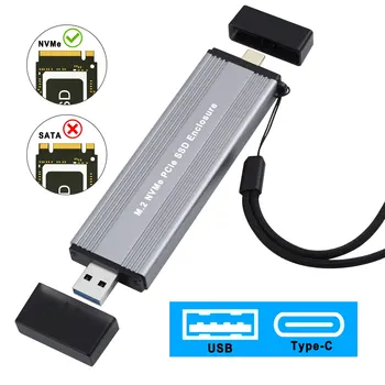 M2 NVMe SSD גדרה מ. 2 USB3.1 Gen2 10Gbps אלומיניום SSD במקרה USB+Type-C כפול ממשק חיצוני המתחם עבור M2 NVMe PCIe