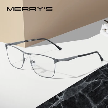 MERRYS עיצוב גברים טיטניום סגסוגת מסגרת משקפיים אופנה זכר עסקים הסגנון האולטרה עין קוצר ראייה מרשם משקפיים S2061