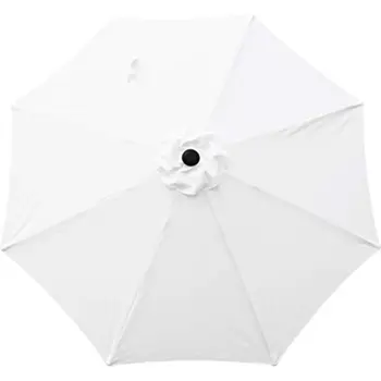 MFG 9' שוק אלומיניום מטריה לבנה שמש מטרייה החוף תמיכה להחזיק סט ציוד גשם גן