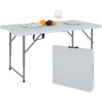 MGHH שולחן מתקפל, פלסטיק שולחן מתכוונן לגובה שולחן פיקניק, קמפינג, מטבח, חוף ים, מסיבה, חיצוני מקורה
