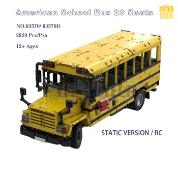 Moc 63570 בית הספר האמריקאי אוטובוס 23 מנדטים High-end שיקום פרטי עם PDF ציורים אבני בניין לבנים מתנות חג המולד