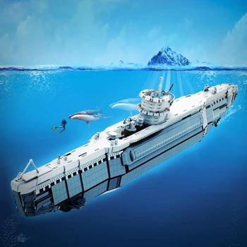 MOC סוג VIIB צוללות דגם הצוללת לבנים צבאי צוללות לבנים DIY Unterseeboot בניין צעצוע לאסוף מתנה