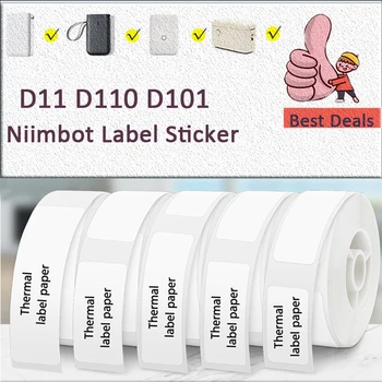 NiiMBOT D101 D11 D110 תווית מדפסת תרמית תווית לבנה גליל נייר עמיד למים הזול ביותר רשמי מדבקה ניירות