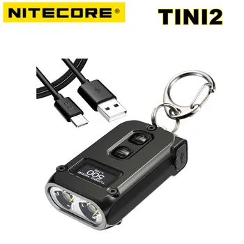 NITECORE TINI2 פנס 500 לומן OLED חכם Dual-Core מקש EDC אור APC לישון טכנולוגיה, זמן המתנה Type-C נטענת