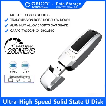 ORICO UFSD מתכת פלאש USB 3.0 Flash Drive 260MB/S 256GB 128GB 64GB 32GB USB Type C Pendrives מקל זיכרון U דיסק פלאש