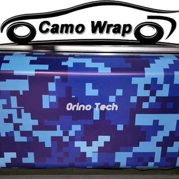 ORINO עוטפת דיגיטלי כחול ויניל סרט עם בועת אוויר חופשי על אופנוע רכב גלישת דבק PVC הסוואה פיקסל מדבקת ויניל