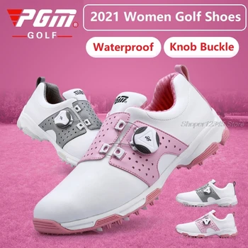 Pgm גולף נשים נשים נעלי פנאי החלקה נעלי ספורט עמיד למים אבזם מסתובב גולף גבירותיי נעלי ספורט נעלי ספורט גודל 35-40