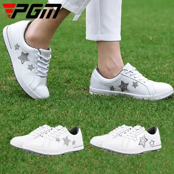 PGM נשים קבוע דוקרנים נגד החלקה נעלי גולף נשים עמיד למים לנשימה גולף נעלי תחרה רכה פנאי אימונים נעלי ספורט
