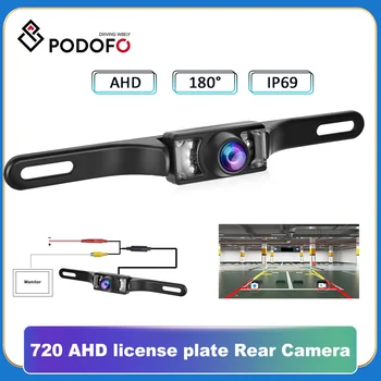 Podofo מכונית לוחית רישוי אחורית מצלמת חנייה הפוך גיבוי מערכת ראיית הלילה עמיד למים IP69 יום א קאם עבור משאית אוטובוס
