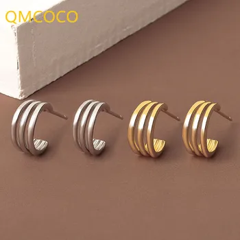 QMCOCO צבע כסף רב שכבתיים חלול החוצה עגילים קסם נשים אופנתיות תכשיטי וינטג מסיבת אביזרים מתנות