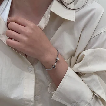 S925 כסף סטרלינג טבעת כפולה מכתב צבעוניים צמיד יהלום נשים פשוט כבד תעשיית האופנה מעגל זירקון