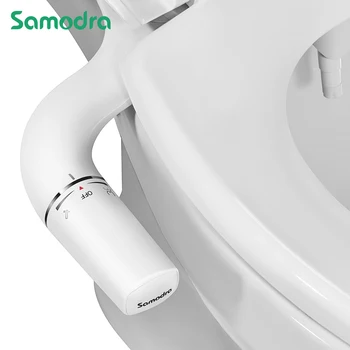 SAMODRA בידה מצורף Ultra-Slim מושב האסלה מצורף כפול זרבובית בידה מתכוונן לחץ מים לא חשמלי בתחת המרסס