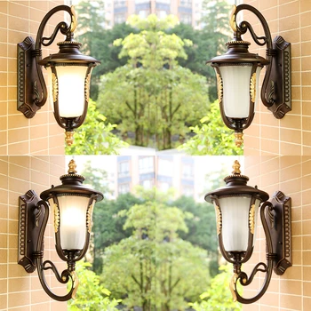 SANDIY LED חיצוני במרפסת אור רטרו מנורה עמיד למים אירופאי משובח תאורה עבור הבית שער פטיו חיצוני פמוט קיר E27/E26