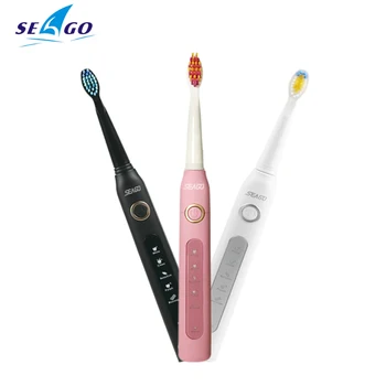 Seago קולי מברשת שיניים חשמלית גל קול נקי נטענת USB מברשת שיניים עם החלפת מברשת ראשי 1. להתמודד עם 3 ראשים