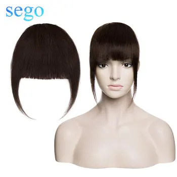 SEGO 25g קליפ האנושית שיער פוני הטבעי תוספות שיער מכונת רמי 3 קליפים בוטה באנג טבעי פאה מול שחור 