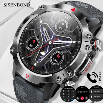 SENBONO חיצוני ספורט גברים שעון חכם 1.39 אינץ 360*360 HD מסך 450mAh זמן ההמתנה חיוג שיחת לצפות 100+ במצב ספורט Smartwatch
