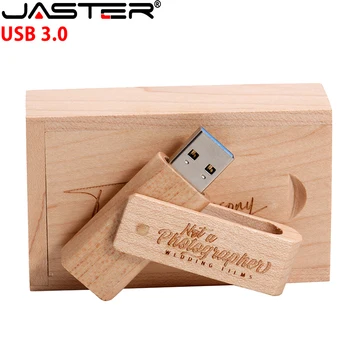 SHANDAIN USB 3.0 כונני פלאש תיבת עץ מקל זיכרון 64GB חינם מותאם אישית לוגו עט כונן 32GB צילום יצירתי חתונה, מתנה