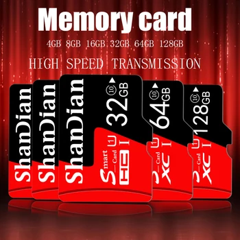 SHANDIAN כרטיס זיכרון 8G כרטיס פלאש 128GB זיכרון חכם sd TF/כרטיס SD 64GB מתנות 32GB 16GB UHS-1 מתאים לטלפון סלולרי, מצלמות