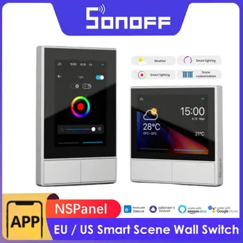 SONOFF NS לוח לבן חכם זירת מפסק בקיר האיחוד האירופי/ ארה Wifi חכם התרמוסטט התצוגה מתג שליטה עובד עם אלקסה הבית של Google