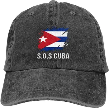 Sos דגל קובה - קובה חופשית כובע למבוגרים מתכוונן הרים קלאסי שטף Casquette ג ' ינס כובע כובע חיצוני