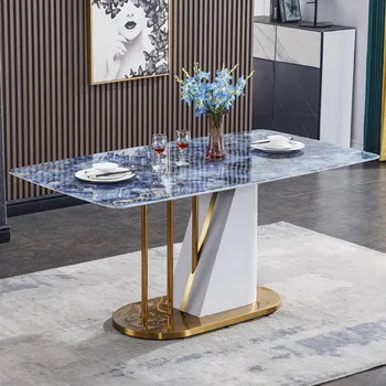 Supercrystalline הביתה שולחן אוכל קטן, שיש שולחן האוכל, מלבני בכיר מעצב, יוקרה אבן שולחן אוכל וכיסאות