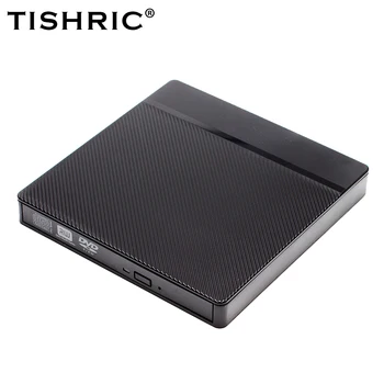 TISHRIC כונן DVD חיצוני עבור המחשב הנייד USB 3.0 סוג C כבל נייד DVD CD RW סופר צורב אופטי תואם