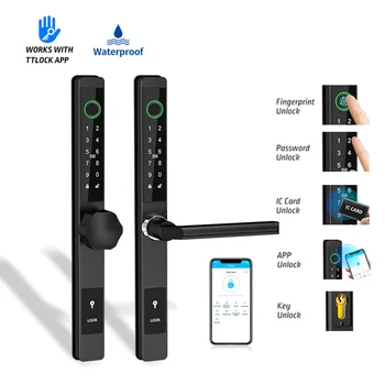 TTLock חכם מנעול עמיד למים חיצוני טביעת אצבע Bluetooth יישום RFID קוד Keyless אלקטרוני מנעול הדלת