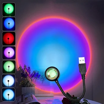 USB LED השקיעה מנורת לילה מקרן אור צילום קיר אווירה אורות ניאון עבור המפלגה קישוט חדר השינה לסלון עיצוב