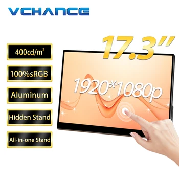 VCHANCE 17.3 אינץ מסך מגע נייד צג 1080p מוסתר לעמוד Office המשחקים תצוגה עבור מחשב נייד Ps4/5 מתג ה-Xbox Macbook