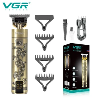 VGR גוזם שיער T9 שיער מכונת חיתוך קוצץ חשמלי אלחוטי תספורת המכונה צג דיגיטלי קליפר שיער לגברים V-076
