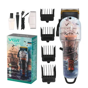 VGR גוזם שיער V689 USB rechargable קליפר שיער מעצב שיער שמן ראש הלבנת חריטה שיער גילוף קליפר LCD