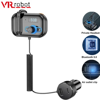 VR רובוט Bluetooth 5.0 נגן MP3 לרכב משדר FM עם דיבורית אלחוטית דיבורית לרכב אודיו לשחק משטרת המטען מהיר