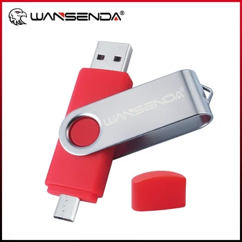 WANSENDA OTG USB פלאש כונן 128GB Pendrive 16GB 32GB 64GB 256GB מקל זיכרון 2.0 & MicroUSB עבור אנדרואיד טלפון חכם / מחשב לוח