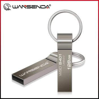 WANSENDA כונן הבזק מסוג USB 32GB 64GB 128GB כונן עט עמיד למים USB מקל זיכרון 8GB 16GB USB 2.0 Pendrive עם מפתח רינג