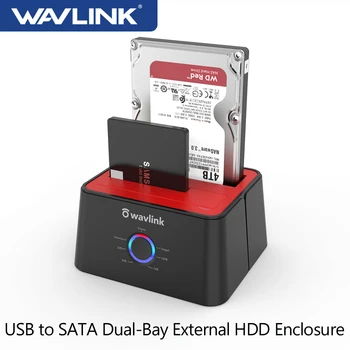 Wavlink כפול מפרץ הכונן הקשיח תחנת עגינה ל-USB 3.0 ל-SATA i/II/III כונן קשיח חיצוני מארז 2.5/3.5 אינץ HDD/SSD UASP