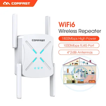 WiFi 6 מהדר AX1800 Wi-Fi מגבר אלחוטי מהדר 802.11 AC Wi-Fi מגבר 1800Mbps ארוך טווח Extender נתב 4 אנטנות